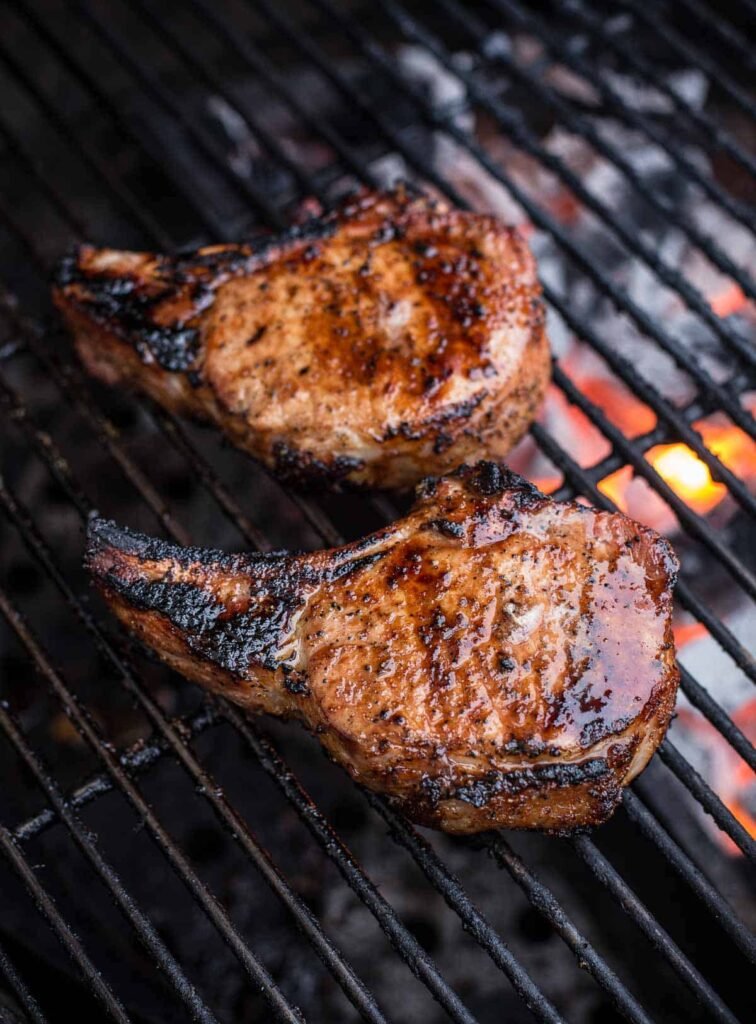 Pork Chops on a Grill
