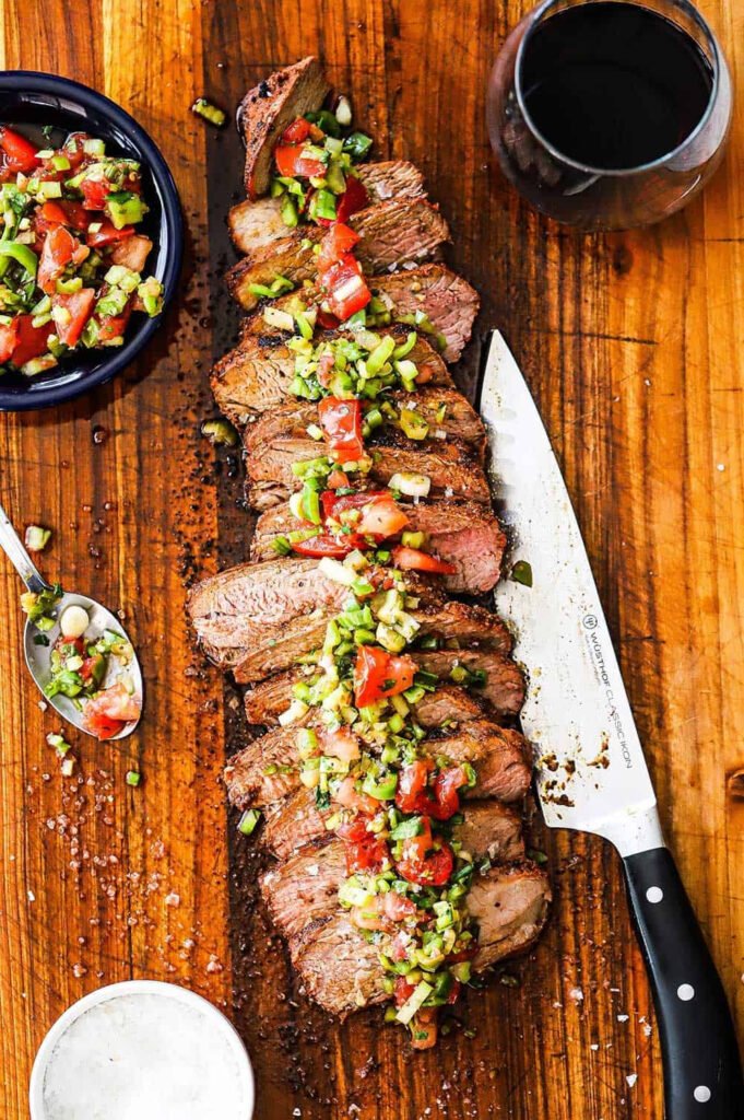 Grilled Meat with Salsa on top